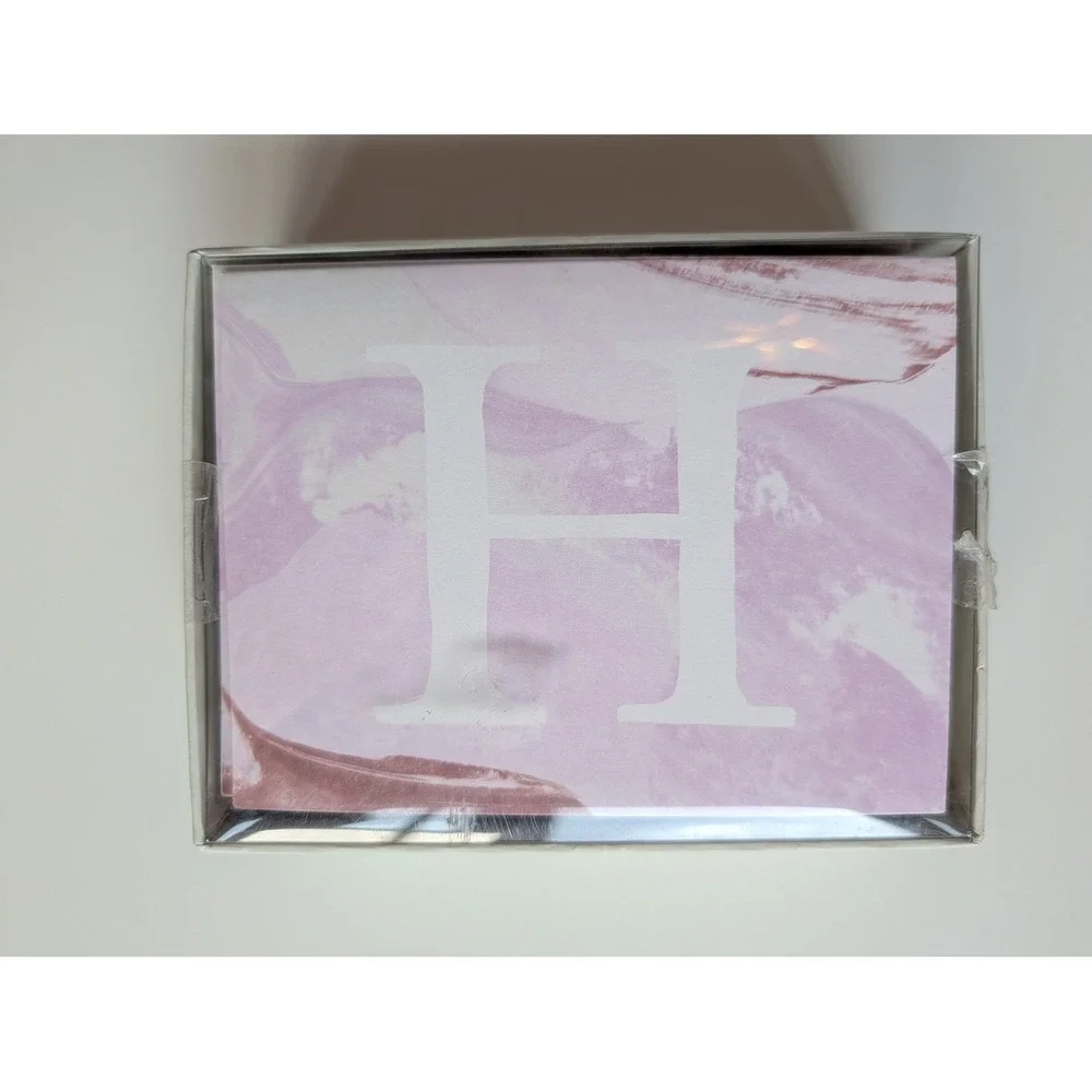 Anthropologie Monogram Letter H Pink Stationery Folded Note Cards with Envelopes